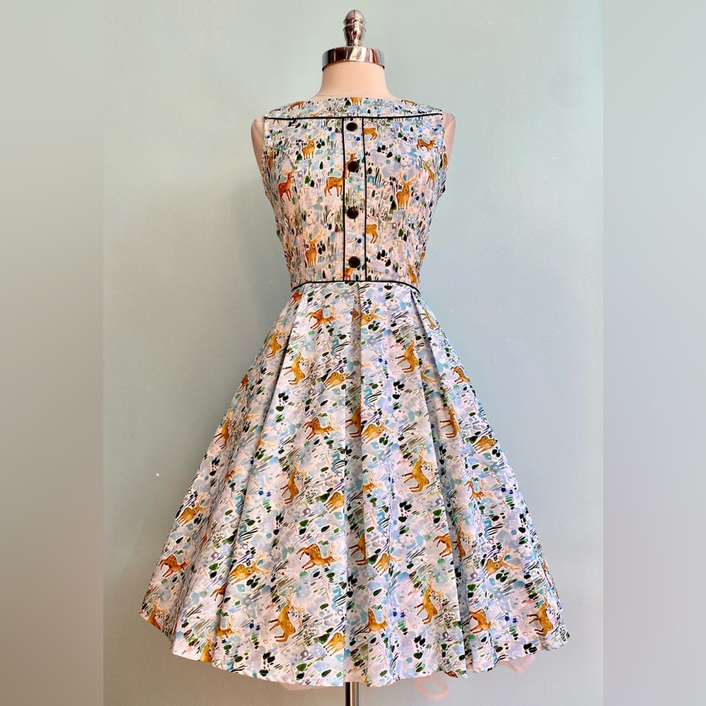 NWT ModCloth Retrolicious Snowy Forest Deer Elizabeth Dress Size Large